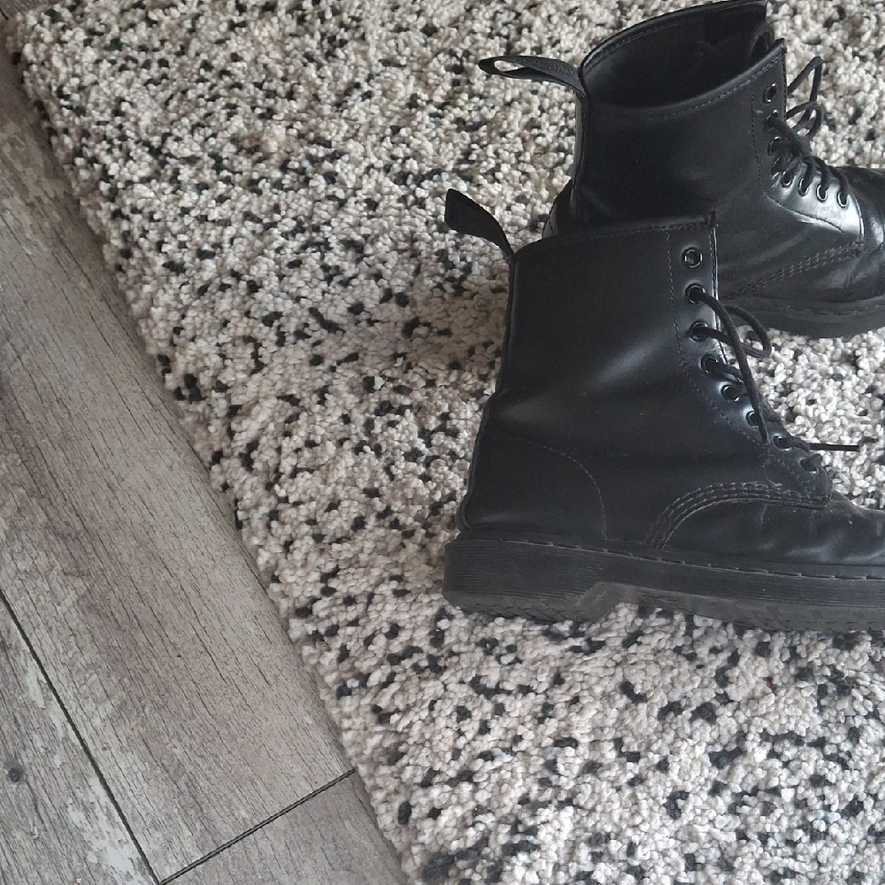 Black Leather Men's Boots doc martens unisex